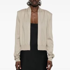 Frenckenberger 100% Cashmere Open Front Cardigan Size Medium Greige NWOT